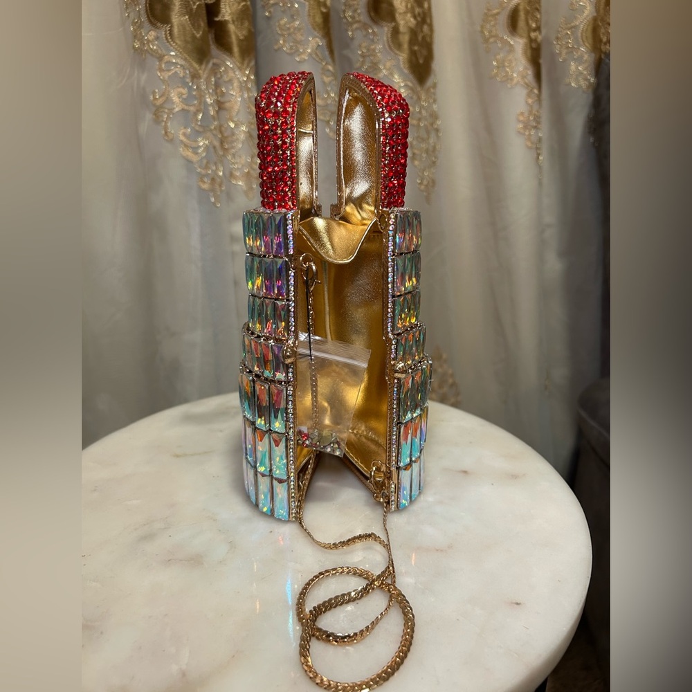 Red Rhinestone Lipstick Ornament - Picture 4 of 5
